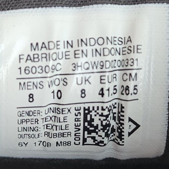 Converse All Star Mid Top Grey Canvas Lace Up Skate Shoes Size Mens 8 Women 10 - Picture 11 of 15